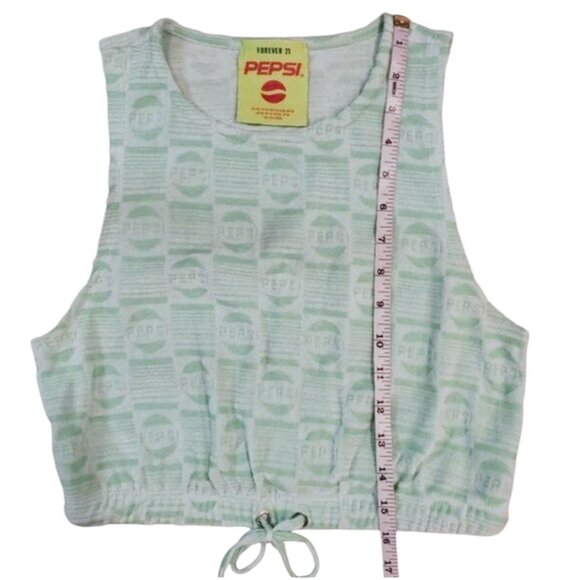 Forever 21 Pepsi Collaboration Mint Green Sleeveless Crop Top Sizes Medium - Picture 6 of 8